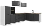 Vicco Winkelk&uuml;che R-Line, Anthrazit Landhaus/Wei&szlig;, 347 x cm Arbeitsplatte...