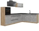 Vicco Winkelk&uuml;che R-Line, Beton/Goldkraft Eiche, 287 x cm ohne Arbeitsplatte...
