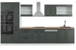 Vicco K&uuml;chenzeile R-Line, Anthrazit Landhaus/Wei&szlig;, 350 cm mit Hochschrank, AP...