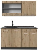 Vicco K&uuml;chenzeile R-Line, Artisan Eiche/Anthrazit, 140 cm ohne Arbeitsplatte