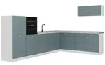 Vicco Winkelk&uuml;che R-Line, Blau-Grau/Wei&szlig;, 327 x cm Arbeitsplatte Marmor...
