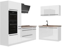 Vicco Winkelk&uuml;che R-Line, Wei&szlig; Hochglanz/Wei&szlig;, 230 x 120 cm Arbeitsplatte