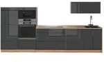 Vicco K&uuml;chenzeile Fame-Line, Anthrazit Hochglanz/Goldkraft Eiche, 340 cm ohne