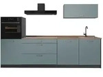 Vicco K&uuml;chenzeile R-Line, Blau-Grau/Anthrazit, 280 cm Arbeitsplatte Goldkraft...
