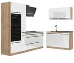 Vicco Winkelk&uuml;che R-Line, Wei&szlig; Hochglanz/Goldkraft Eiche, 230 x 120 cm