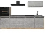 Vicco K&uuml;chenzeile R-Line, Beton/Goldkraft Eiche, 280 cm Arbeitsplatte...