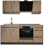 Vicco K&uuml;chenzeile R-Line, Artisan-Eiche/Anthrazit, 180 cm Arbeitsplatte...