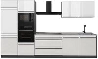 Vicco K&uuml;chenzeile R-Line, Wei&szlig; Hochglanz/Anthrazit, 340 cm Arbeitsplatte...