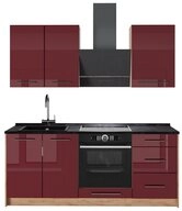 Vicco K&uuml;chenzeile Fame-Line, Bordeaux Hochglanz/Goldkraft Eiche, 190 cm, AP