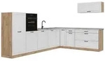 Vicco Winkelk&uuml;che R-Line, Wei&szlig; Landhaus/Goldkraft Eiche, 327 x cm...