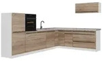 Vicco Winkelk&uuml;che R-Line, Sonoma/Wei&szlig;, 327 x cm Arbeitsplatte Marmor braun
