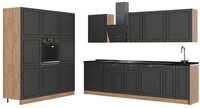 Vicco K&uuml;chenzeile Fame-Line, Anthrazit-Gold Landhaus/Goldkraft Eiche, 460 cm,...