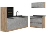 Vicco K&uuml;chenzeile R-Line, Beton/Goldkraft Eiche, 220 cm ohne Arbeitsplatte grau