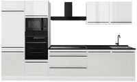 Vicco K&uuml;chenzeile R-Line, Wei&szlig; Hochglanz/Wei&szlig;, 340 cm Arbeitsplatte Anthrazit