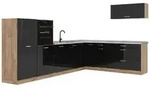 Vicco Winkelk&uuml;che R-Line, Schwarz Hochglanz/Goldkraft Eiche, 327 x cm...