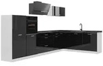Vicco Winkelk&uuml;che R-Line, Schwarz Hochglanz/Wei&szlig;, 347 x cm Arbeitsplatte...