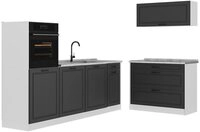 Vicco K&uuml;chenzeile R-Line, Anthrazit Landhaus/Wei&szlig;, 220 cm Arbeitsplatte...