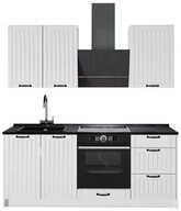 Vicco K&uuml;chenzeile Fame-Line, Wei&szlig; Landhaus/Wei&szlig;, 190 cm, AP Anthrazit