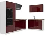 Vicco Winkelk&uuml;che R-Line, Rot Hochglanz/Wei&szlig;, 230 x 120 cm Arbeitsplatte...