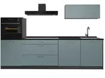 Vicco K&uuml;chenzeile R-Line, Blau-Grau/Anthrazit, 280 cm Arbeitsplatte Anthrazit