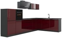 Vicco Winkelk&uuml;che R-Line, Rot Hochglanz/Anthrazit, 347 x cm ohne Arbeitsplatte