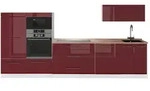 Vicco K&uuml;chenzeile Fame-Line, Bordeaux Hochglanz/Wei&szlig;, 340 cm, AP Eiche rot