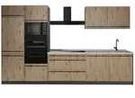 Vicco K&uuml;chenzeile R-Line, Artisan-Eiche/Anthrazit, 340 cm Arbeitsplatte Marmor...