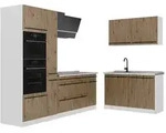 Vicco Winkelk&uuml;che R-Line, Artisan-Eiche/Wei&szlig;, 230 x 120 cm Arbeitsplatte...