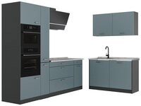 Vicco Winkelk&uuml;che R-Line, Blau-Grau/Anthrazit, 230 x 120 cm Arbeitsplatte...