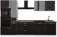 Vicco K&uuml;chenzeile R-Line, Schwarz Hochglanz/Wei&szlig;, 310 cm Arbeitsplatte...