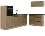 Vicco K&uuml;chenzeile R-Line, Artisan-Eiche/Goldkraft Eiche, 220 cm Arbeitsplatte