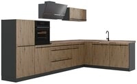 Vicco Winkelk&uuml;che R-Line, Artisan-Eiche/Anthrazit, 347 x cm Arbeitsplatte...