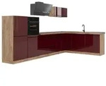 Vicco Winkelk&uuml;che R-Line, Rot Hochglanz/Goldkraft Eiche, 347 x cm Arbeitsplatte