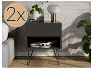 Posseik Nachttisch Posseik 2er Nachttisch-Set Industrial B 40 cm Grafit