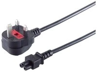 S-Conn England Stecker - 3pol Buchse C5, schwarz, 1,8m Netzkabel