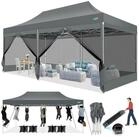 LuxusKollektion Faltpavillon Faltpavillon 3x6m Grau Mesh-Seitenw&auml;nde