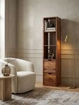 KADIMA DESIGN Wandregal Wandregal mit Schubladen 35x150x30 cm Massivholz...