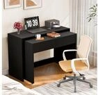 STILVORA Schreibtisch schwarz mit Kommode Computertisch ausziehbar Laptoptisch...
