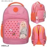 Depesche Spiel TOPModel PIN IT Schulrucksack mit 3 Pins, pink-orange