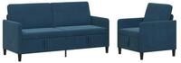 vidaXL Sofa Sofa Set mit Stauraum 2 stk. Blau Polyester, 2 Teile