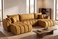 WFL GROUP Ecksofa Iris U mit Schlaffunktion & Bettkasten - U-Form, Schlafsofa...
