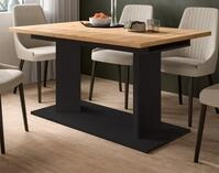 Inn.Furn S&auml;ulen-Esstisch Anton (K&uuml;chentisch in Eiche Artisan mit Schwarz,...