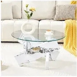 OKWISH Couchtisch Sofatisch Beistelltisch (runder Wohnzimmertisch &Oslash;79 cm...