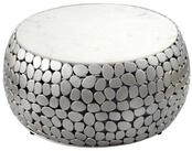 Wohnling Couchtisch WL7.356 Couchtisch rund Aluminium silber 66cm Marmor