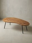 KADIMA DESIGN Couchtisch Nierentisch Massivholz mit Metallbeinen, Holztisch