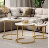 Vicco Couchtisch Montreal, Wei&szlig;/Gold, 55 x 55 cm 3 Teile (3-St)