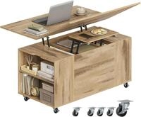 Woltu Couchtisch (1-St), h&ouml;henverstellbar mit Rollen, Hebeplatte Schublade