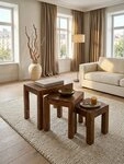 KADIMA DESIGN Satztisch 3er Set Satztisch Massiv-Holz Wohnzimmer-Tisch...