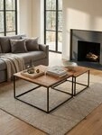 KADIMA DESIGN Satztisch Wohnzimmertisch 2er Set Akazie Massivholz / Metall
