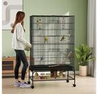 PawHut Vogelk&auml;fig Vogelk&auml;fig Gro&szlig; Vogelvoliere mit Sitzstangen, Rollen,